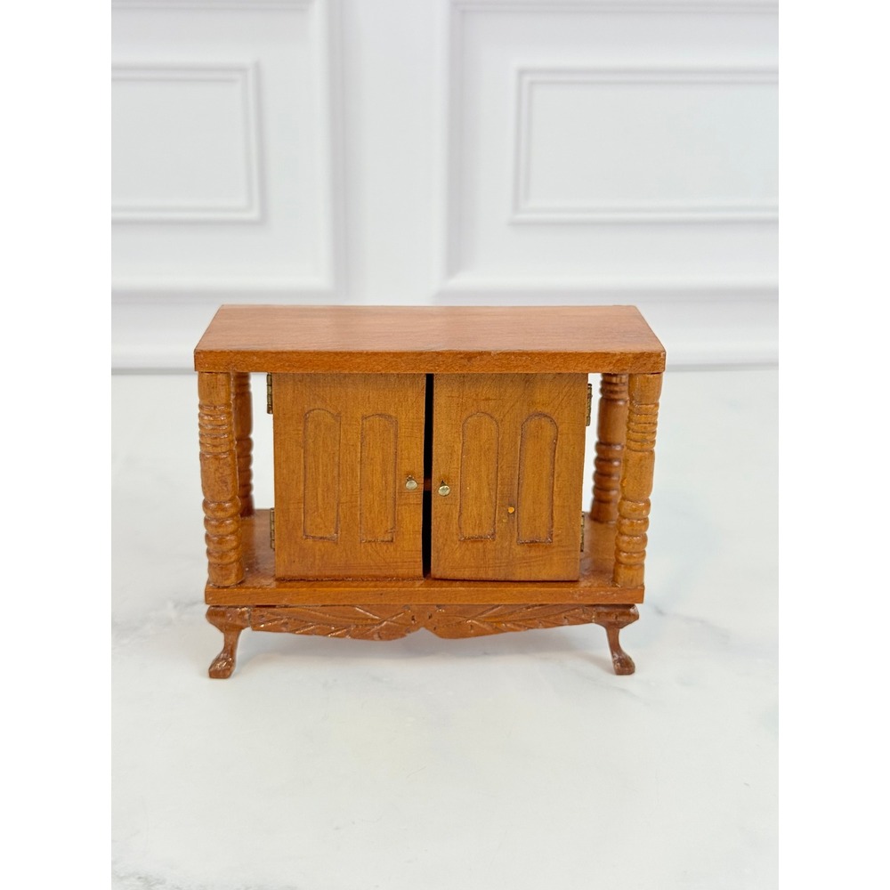 VTG Dollhouse Wood Furniture Entertainment Center Cabinet 3" Tall 1/12th Scale